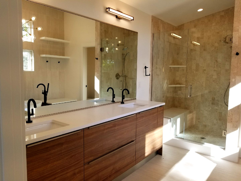 Frameless Marble Tiles Shower n Vanity