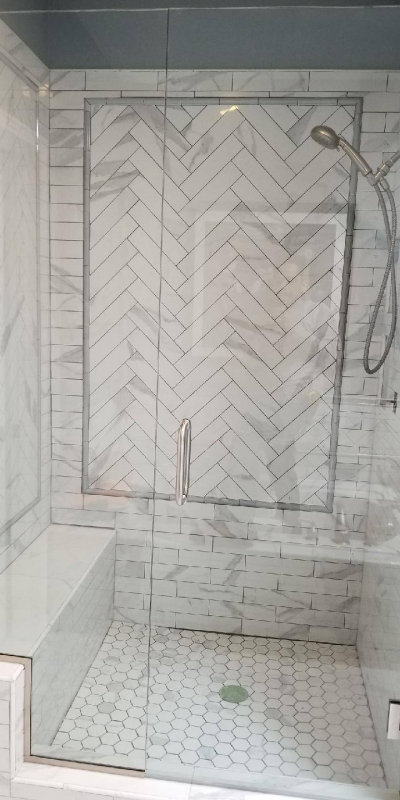 Frameless White Herringbone